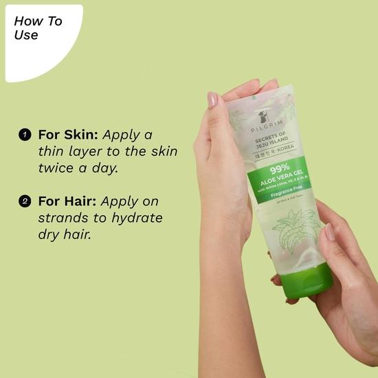 PILGRIM Korean 99% Pure Aloe Vera Gel 200 мл с витамином E и витамином B5 для лица и волос | Увлажняет и успокаивает кожу | Кондиционирует и смягчает волосы
