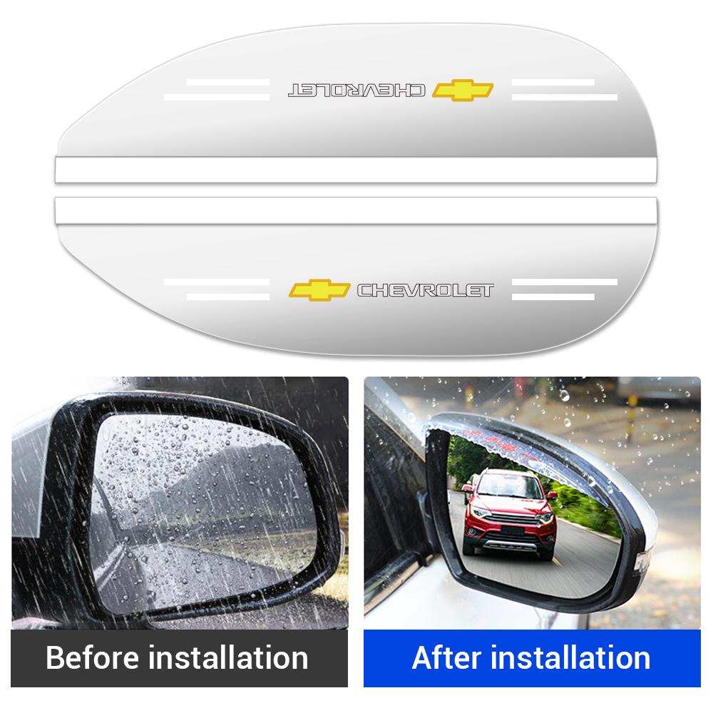 BQIXN1 2Pcs Car Rearview Mirror Rain Eyebrow PVC Sunshade Rainproof Sticker Accessory For Chevrolet Cruze Colorado Spark Captiva Malibu