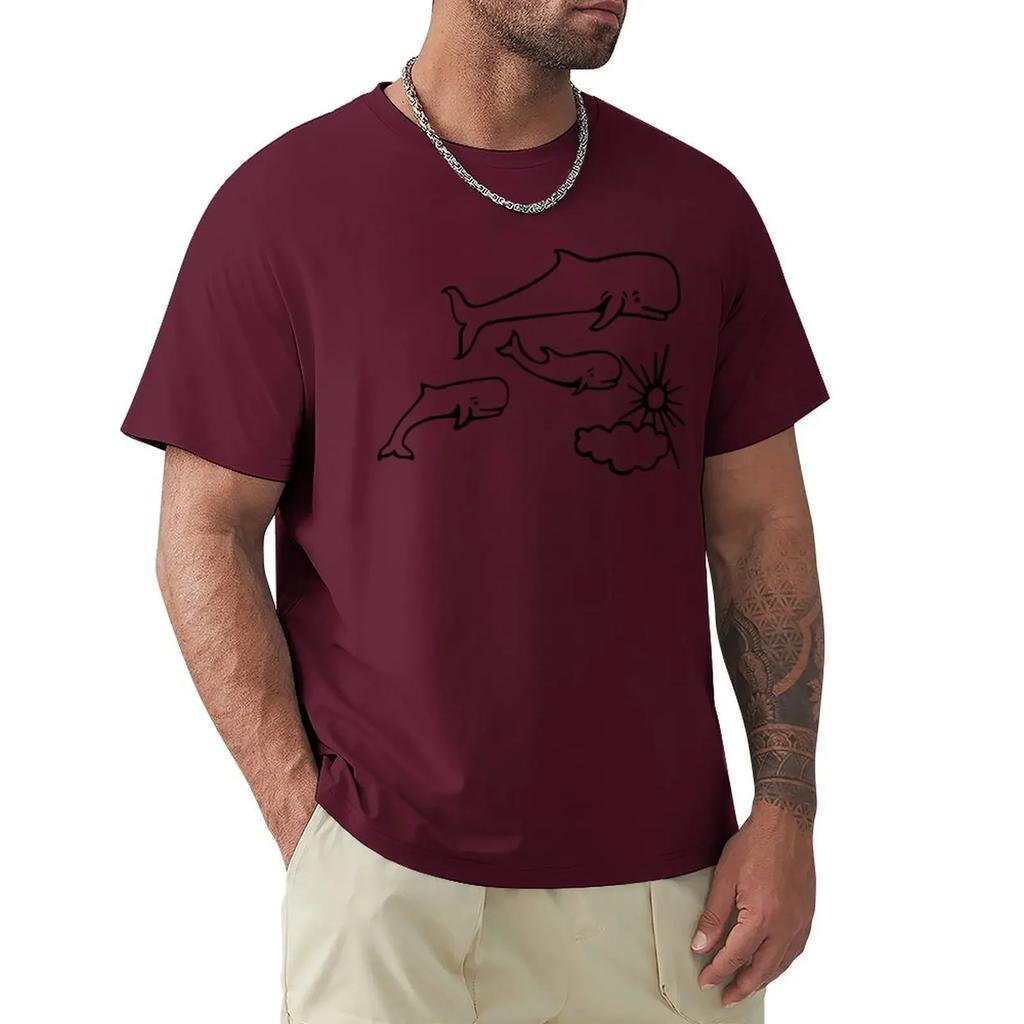 Whale and Sun Tattoo by Robe De Extremoduro T-shirt Retro Clothing Modest Custom Design Their Own Clothing Heavyweight Men