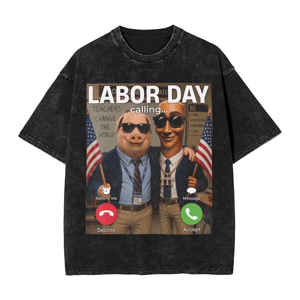Vintage Washed Tshirt Funny Brainrot Outer Space Meme Tung Sahur John Pork Selfie Tshirts Fashion Tee Shirt Male Summer Tops