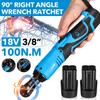 100N.m 18V Cordless Electric Wrench Ratchet Wrench Repair Tool Rechargeable Right Angle Wrench with 2 Battery Charger Kit