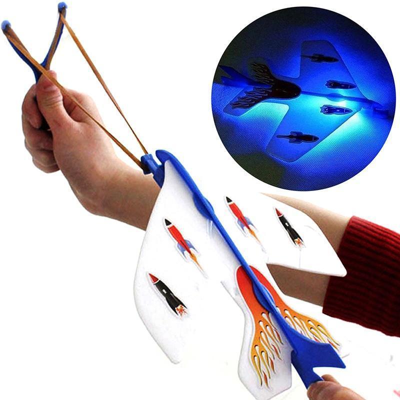 Удивительный светящийся эластичный катапультируемый самолет DIY Flash летающая игрушка детский образовательный подарок