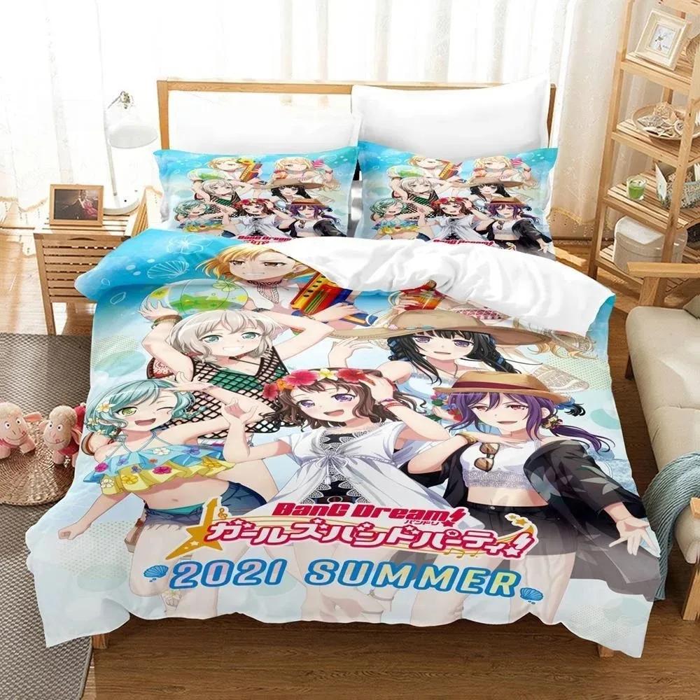 3D Аниме BanG Dream! Girls Band Party! Принтованный Постельный Комплект Пододеяльник Наволочка Комплект Постельного Белья Постельное Белье Простыня Покрывало Полный Размер