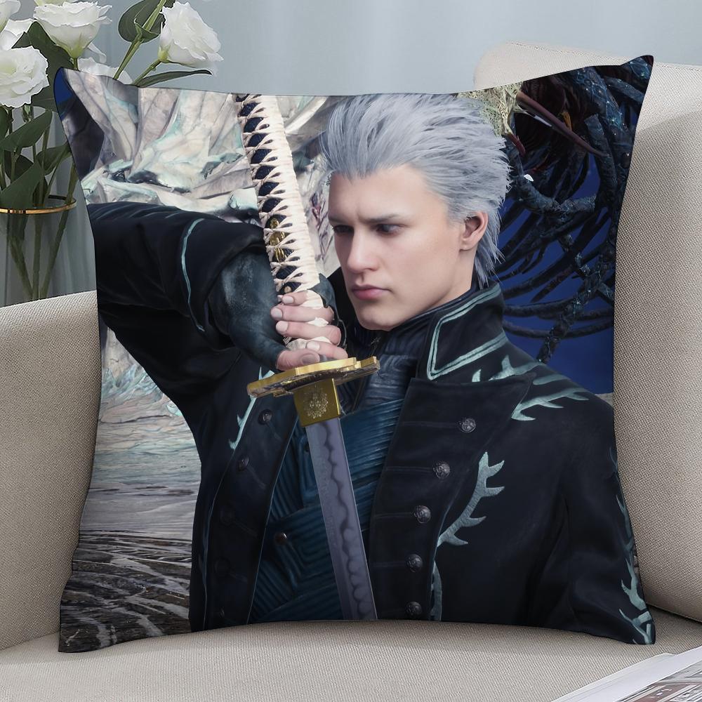 Наволочка для подушки Vergil D-Devil May C-Cry 3D-печать Полиэфирное волокно 45*45 см Декоративная наволочка для дивана Подарок на фестиваль