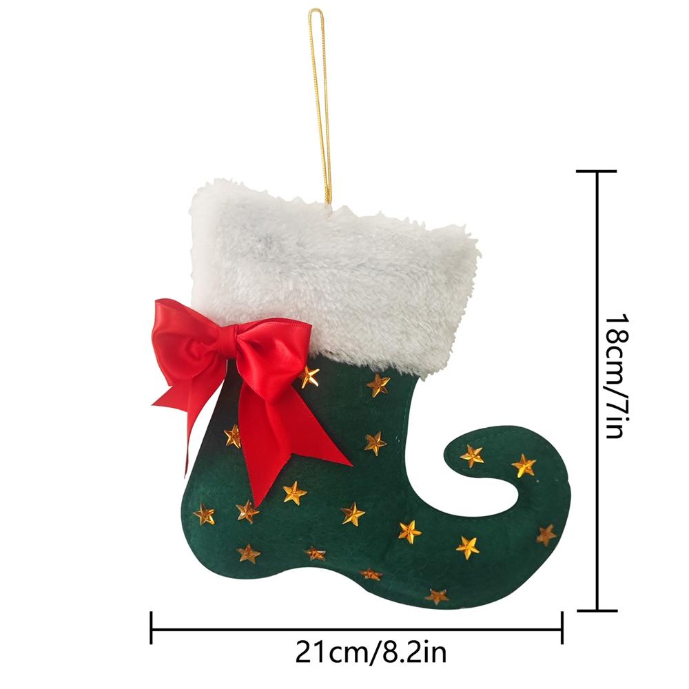 Рождественский кулон-сапог S32 Тканый настенный подвес Рождественский декоративный кулон Зеленый