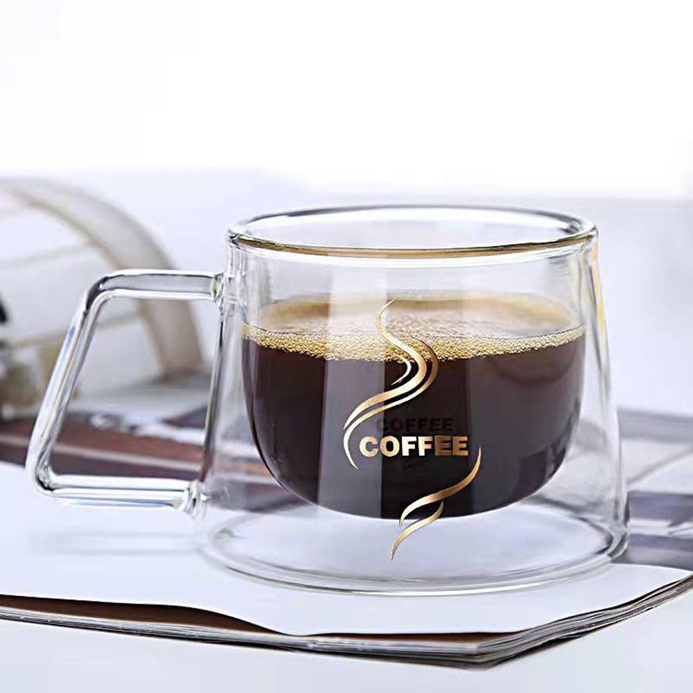 200ml Heat Resistant Double Wall Insulated Breakfast Mug with Handle Coffee Tea Cup Double Cup