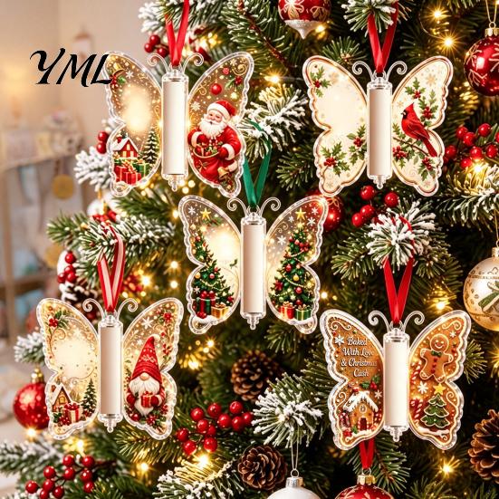 Decorative Keepsake for Home 2Pcs Acrylic Butterfly Money Holder Hanging Ornaments, Cash Pendant Christmas Stylish Tree Window Hanging, Unique