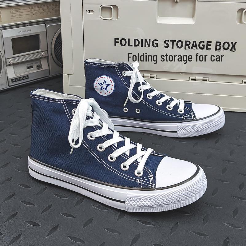 Men's 2023 High-Top Canvas Sneakers: Trendy Korean Style Couple's Casual Shoes