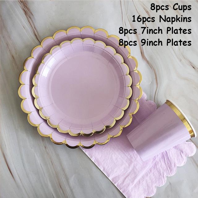 40 шт./лот одноразовая посуда набор золотых вечерние однотонные бумажные стаканчики тарелки день рождения детский душ карнавал свадьба декор принадлежности
