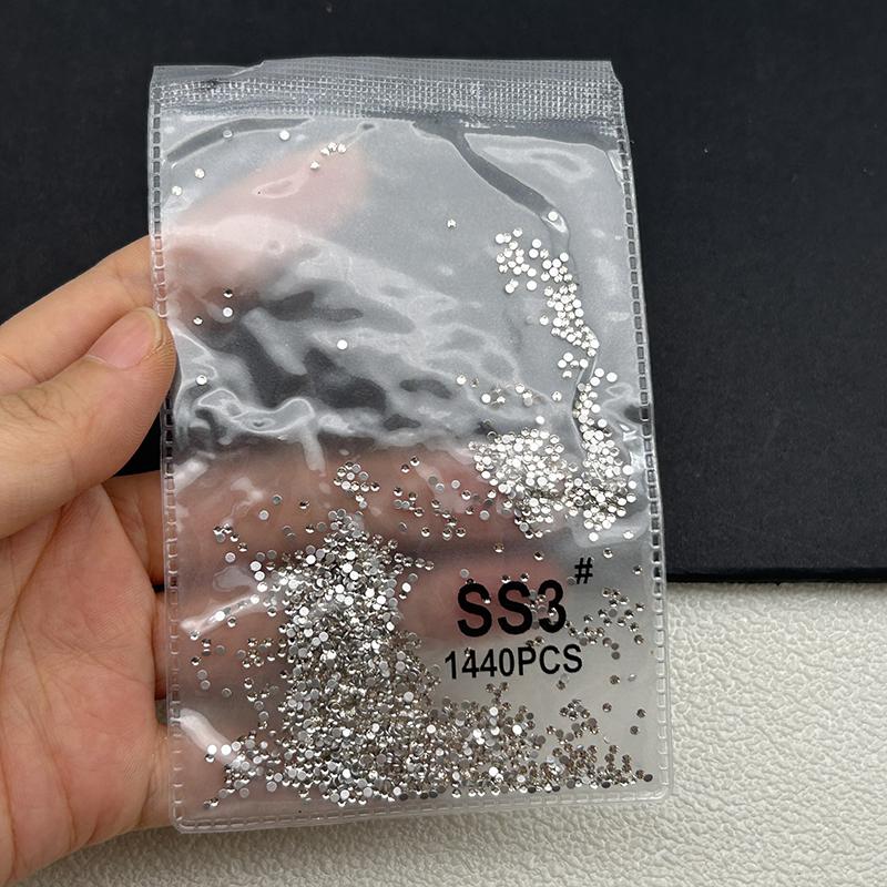 1440Pcs/bag AB/Clear Round Mini Nail Diamond SS3-SS20(1.3-4mm) FlatBack Non-Hotfix Nail Crystal Crystal Clear AB Manicure Glass