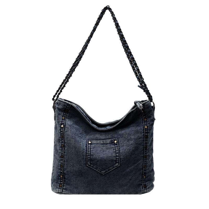 Винтажная джинсовая сумка-тоут, большая вместительная сумка через плечо, женская сумка через плечо с цепочкой
