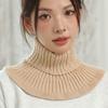 Ribbed Knitted Bib Warm Scarf Detachable Turtleneck Fake Collar  Women