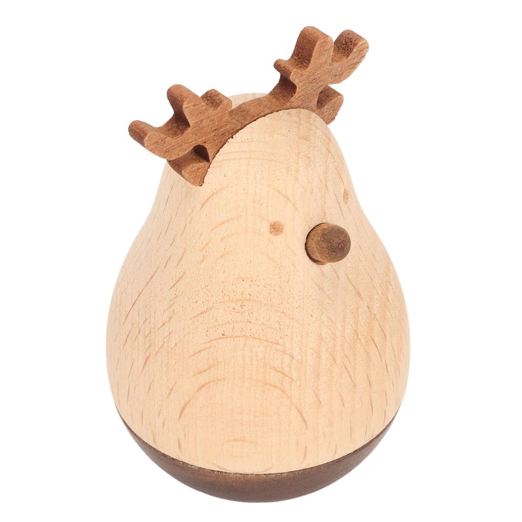 Deer Wobbler Cute Exquisite Sturdy Durable Wood Decorative Eye Catching Roly Poly Toy for Kids Home