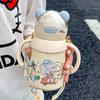 1pc, Cartoon Vacuum Cup With Straw And Strap, 400ml/13.5oz Stainless Steel Insulated Water Bottles