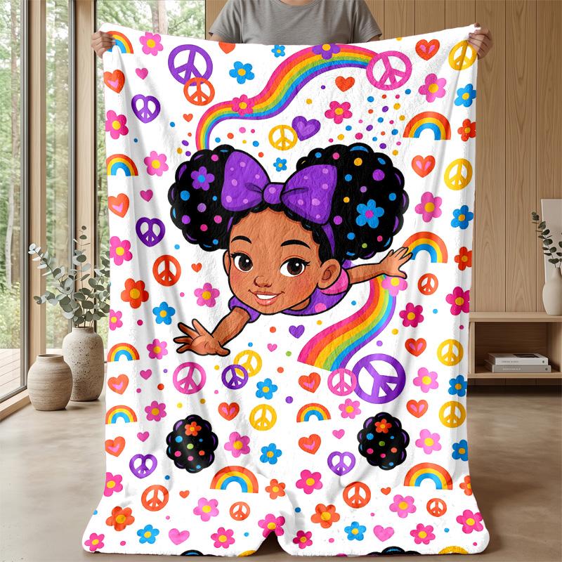 Rainbow Heart Fantasy Theme blanket Lightweight Warm Flannel Blanket Decorative Throw Blanket for Home Decoration