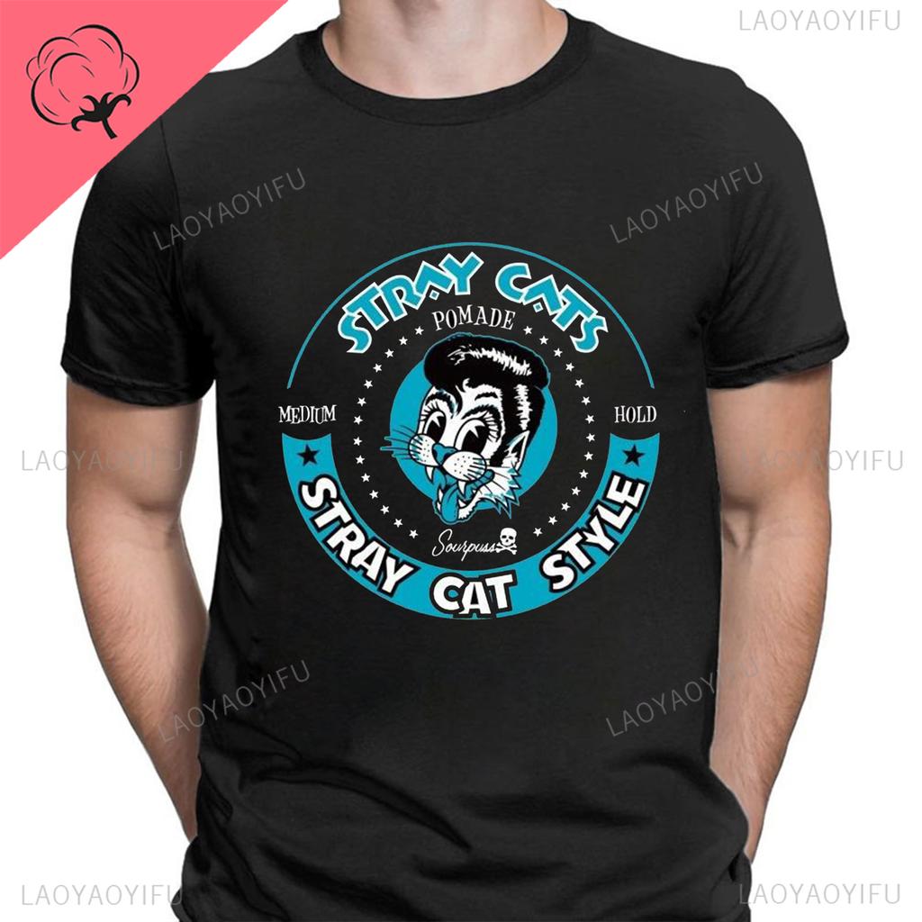 Stray Cats Рок Классические Футболки Американская Рокабилли Группа Фанат Хипстер Уличная Мода Дышащая Мальчик Девочка Мужчины Женщины Хлопковая Футболка