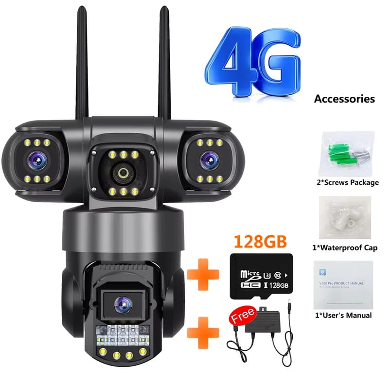 3-объективная камера видеонаблюдения Wi-Fi сетевая камера видеонаблюдения 4G SIM-карта беспроводной 360-градусный монитор наружные водонепроницаемые камеры безопасности