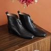 Женские ботильоны Зимние туфли на каблуках Кожаные зимние сапоги 2025 Трендовые дизайнерские короткие плюшевые теплые сапоги Элегантная обувь Ботинки Челси