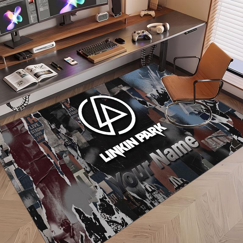 Custom Rug Linkin Park Pattern Print Name Text Soft Non‑Slip Floor Carpet for Home Indoor Decoration