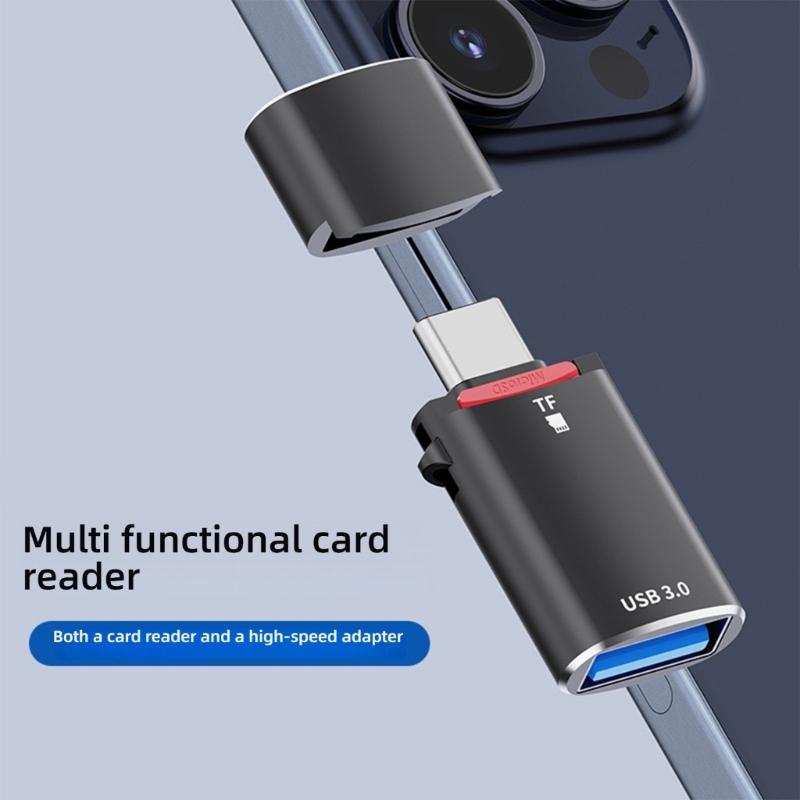 OTG-адаптер USB C на USB 3.0 со слотом для карт памяти TF, скорость передачи 5 Гбит/с, для телефонов, планшетов, ноутбуков, OTG-конвертеры