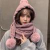 Ear Protection Hooded Scarf Hat Cold Protection Fur Ball Warm Caps Fashion Knitted Hat