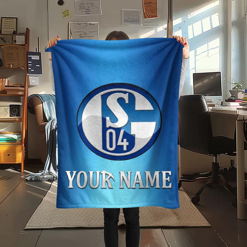 1PC Custom Name FC Schalke 04 Patterned Flannel Blanket Suitable For All Seasons for Home Decor Warmth and Comfort Gifts Holiday Present_xia