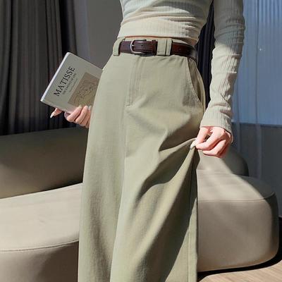 Женские укороченные брюки с высокой талией, широкими штанинами и эффектом ретро-стирки - Весенний стиль, Маленький размер, Стройнящие, Свободные, Повседневные, Драпирующиеся и Прямые штанины.