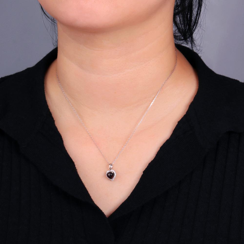 S925 Серебро "Любовь" в форме сердца с натуральным гранатом и драгоценным камнем, ожерелье, ювелирные изделия для женщин, жены, дочери, подарок, повседневная одежда