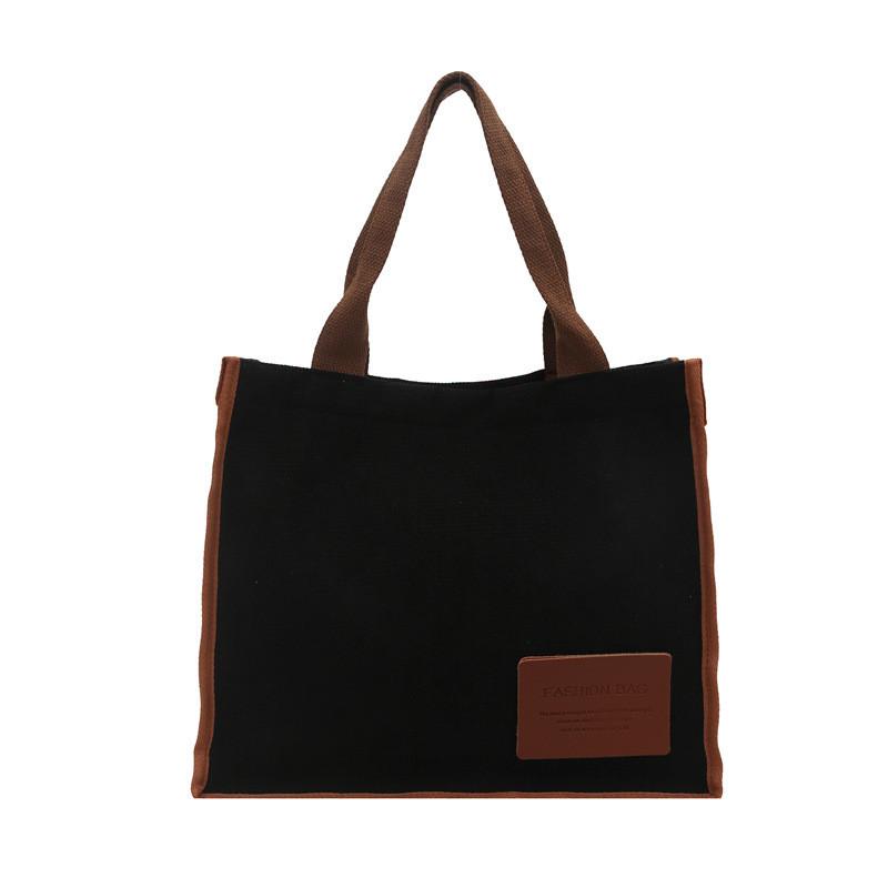 Street Style Canvas Tote Bag With Double Straps Large Capacity For School And Outings