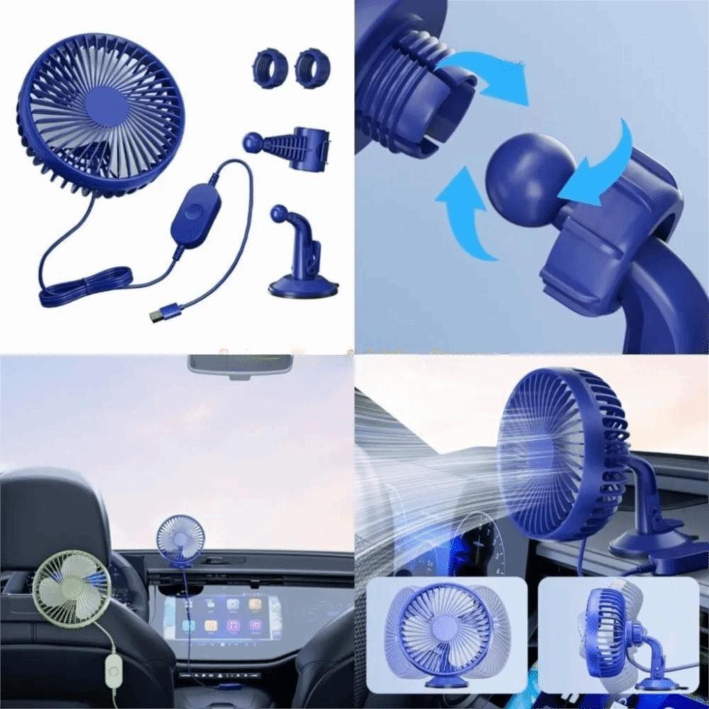Quiet Operation Dual-Head Car Fan Multi-Angle Adjustable Electric Fan Driving Environment