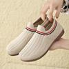 Women's Shoes Spring and Autumn Middle-aged and Old Pedal Flat-bottomed Fly-woven Breathable Child Casual Versatile Lazy Shoes