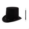 Magician Fancy Dress Costume Set Black Top Hat & Magic Wand Props For Unisex Adults