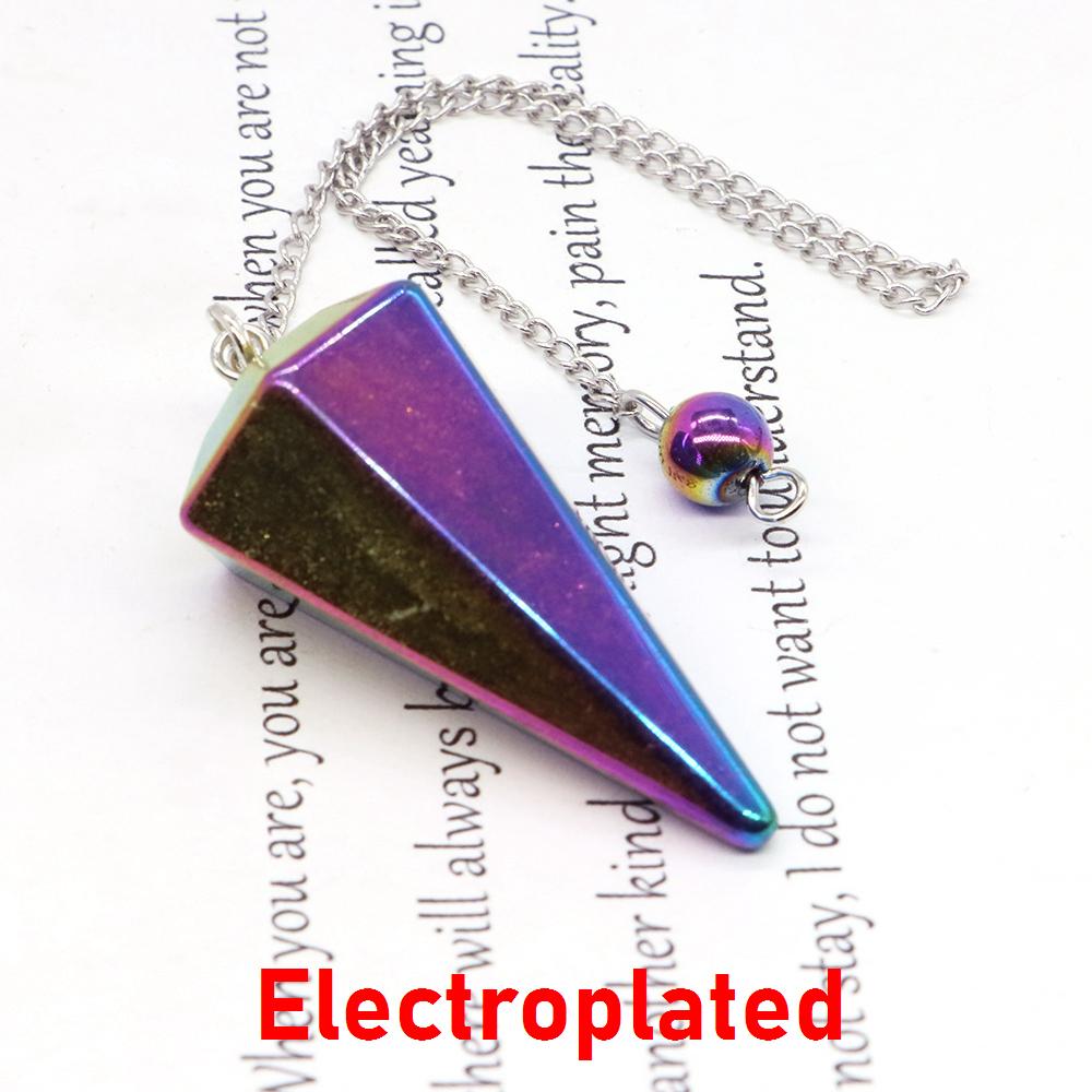 Natural Stone Reiki Healing Pendulum,For Dowsing Spiritual Divination Cone Crystal Quartz Pendulos Small Size Necklace Jewelry