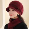 Шапка для матери среднего возраста, женская зимняя бархатная теплая шерстяная шапка для пожилых людей среднего возраста, бабушки, бабушки, хлопковая шапка, шарф для пожилых людей