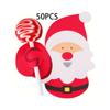 50/100pcs Christmas Lollipop Paper Cards Cartoon Santa Claus Penguin Snowman Kids Candy Gifts Package Wrapping New Year Party
