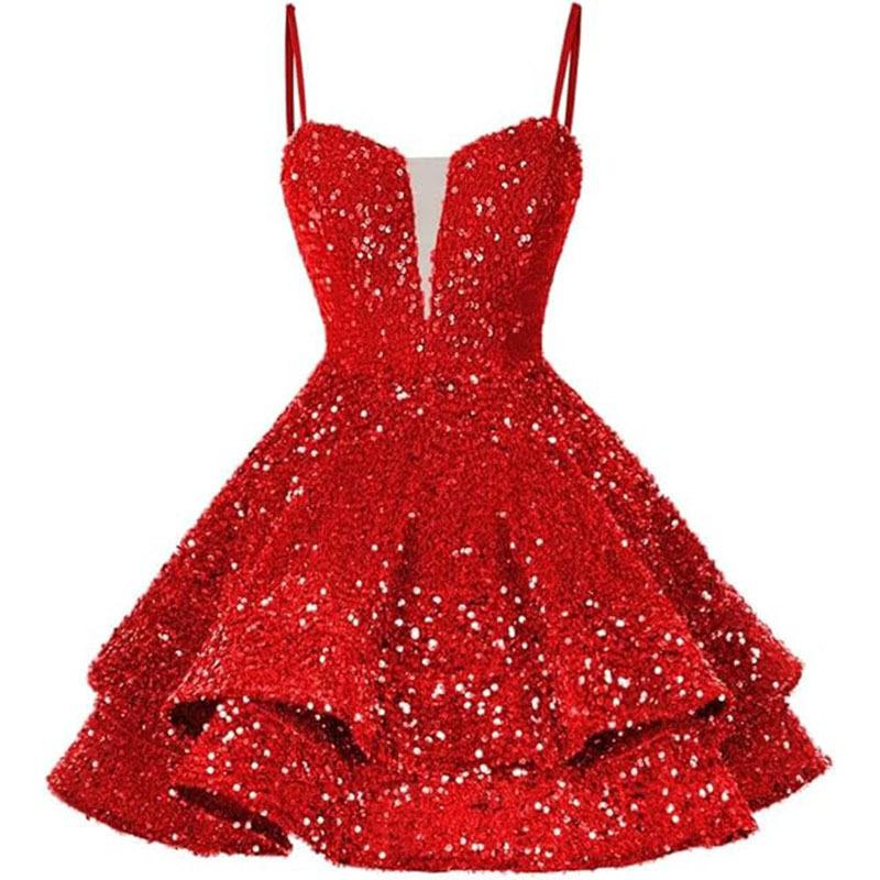 Evening Dress Spring and Autumn New Sequins Short Homecoming Dress Prom Sweet Dress Cocktail Party Dress