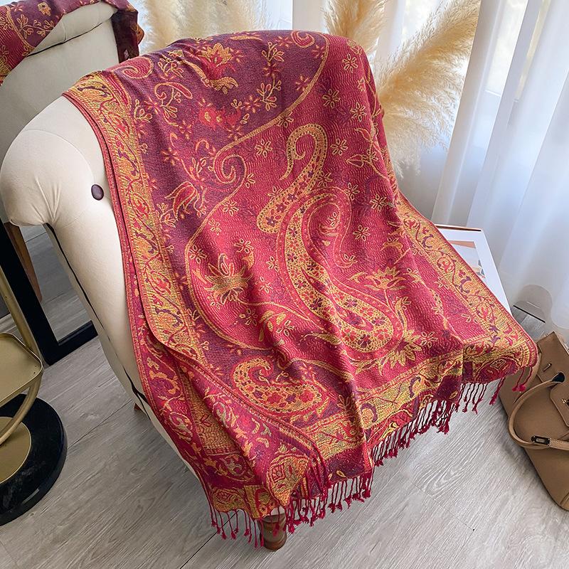 1116 New jacquard fringed scarf imitation cashmere soft and breathable autumn and winter versatile women's shawl scarf light luxury style