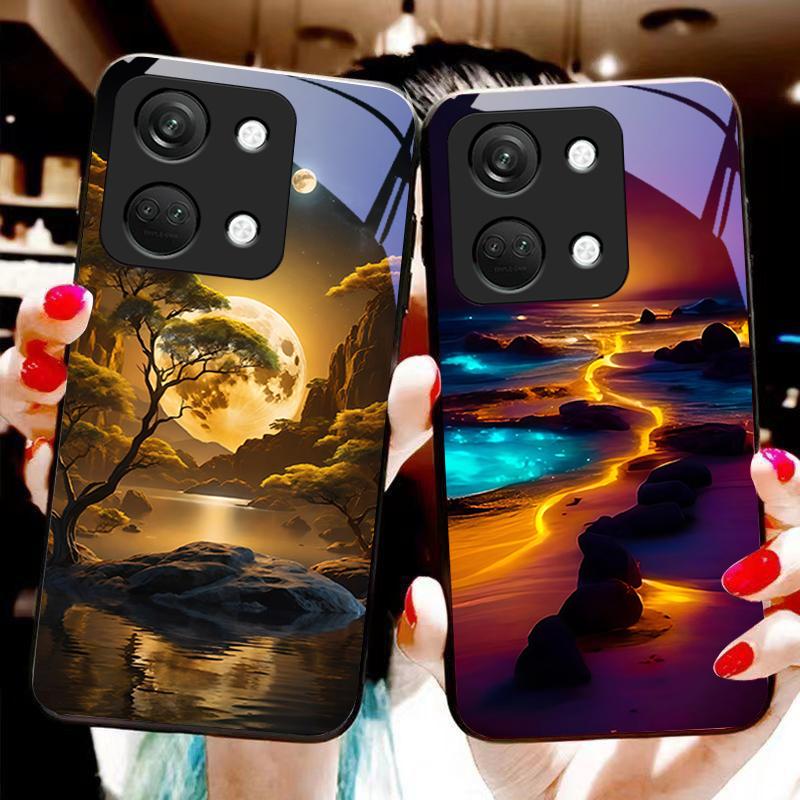 Светящийся каменный чехол для телефона OnePlus Nord 3 5 6T 7 Pro 8 12 10T Reno8 Lite 5G 10R Nord N30, чехол из твердого пластика с закаленным стеклом, черный