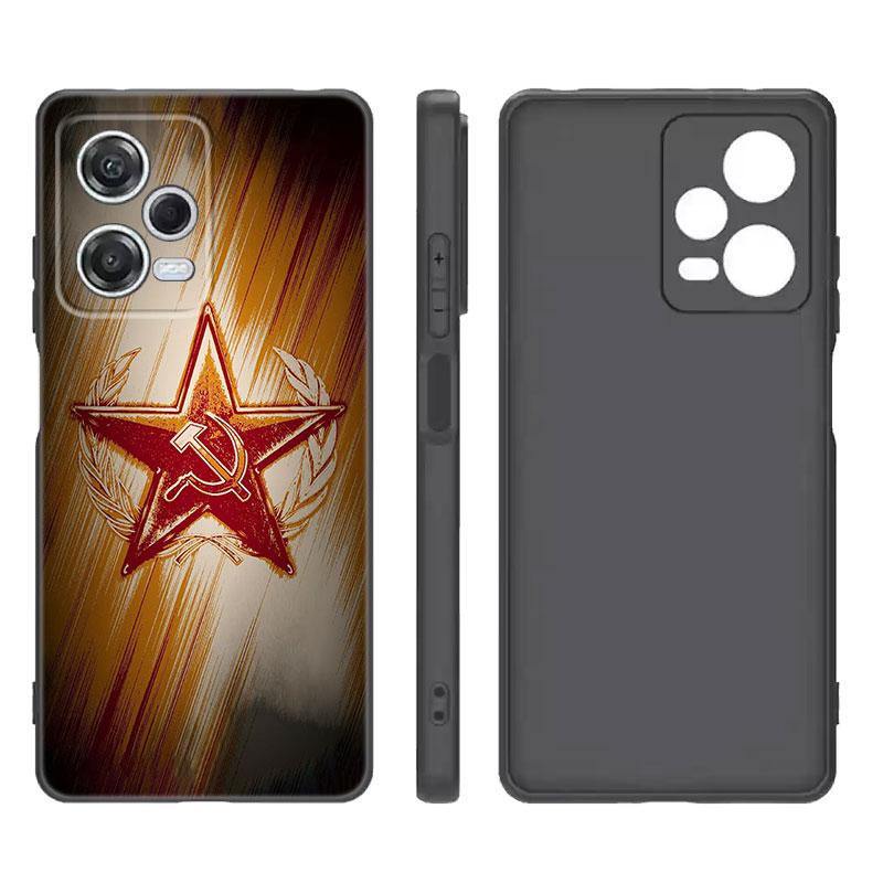 Черный силиконовый чехол для телефона с изображением флага СССР для Xiaomi Redmi Note 9 10 11 11S 11T 12 13 Pro 5G Plus 9S 10S 12S