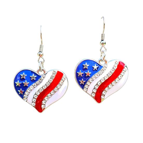 USA Flag Earrings for Women, Patriotic Red White Blue Earrings, American Flag Dangle Drop Earrings, 4th of July Independence Day