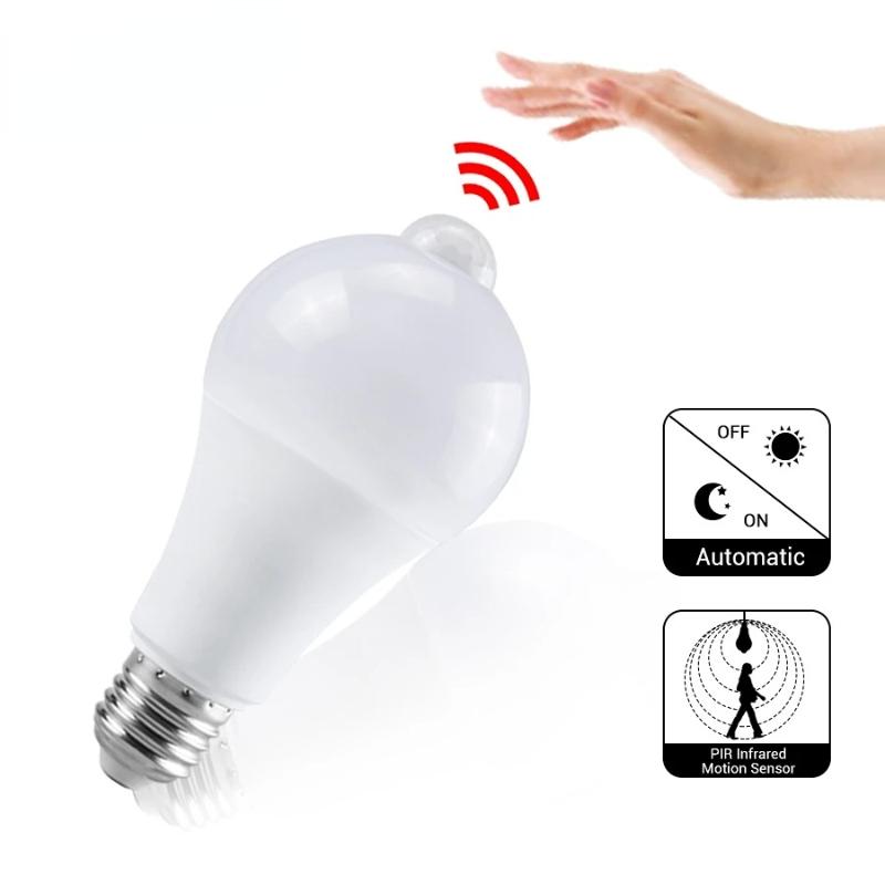 E27 PIR Motion Sensor Lamp 12W LED Bulb with Motion Sensor Infrared Motion Detector Security Light