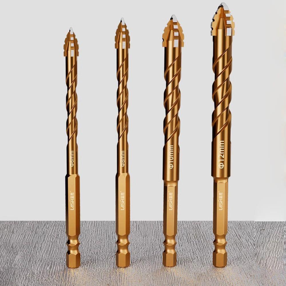 2/3/4/5Pcs Four-Edged Tile Drill Bit Serrated Hexagonal Shank Drill Bit Set Drilling Tool