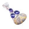 Laguna Lace Agate, Tanzanite 925 Sterling Silver Jewelry Pendant 2.0" AH-3317