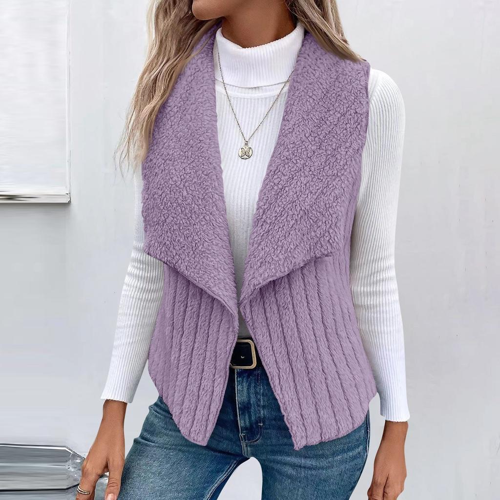 Женская мода осень и зима повседневная однотонная безрукавка универсальная жилетка куртка