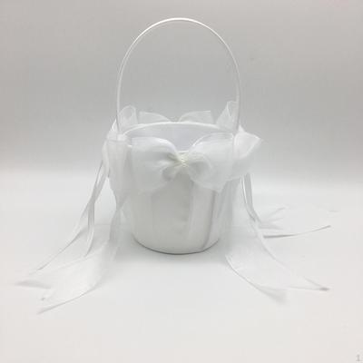 Элегантная корзинка для цветочной девочки Свадебная Атласная Свадебные процессии Милые цветы Розы Кольца Белый