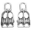 2PCS Double Pulley Block M32 Roller Wheel Stainless Steel 360 Degree Rotation Pulley for Cable Lifting