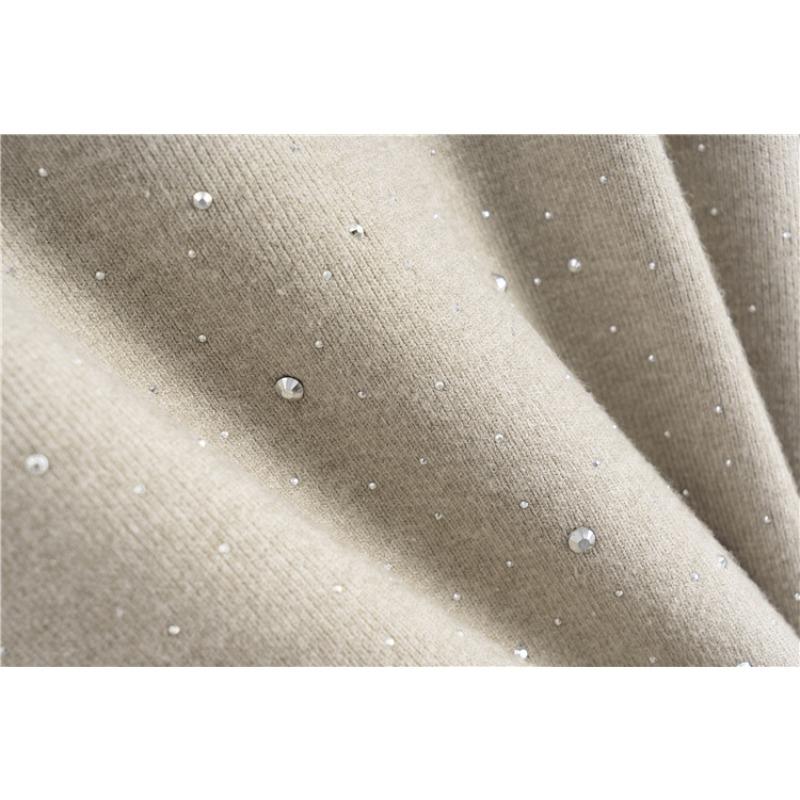 Autumn and Winter Gypsy Stars Hot Diamond Round Neck Pullover Long Sleeve Knitted Sweater Loose Knitting Two-piece Set Women