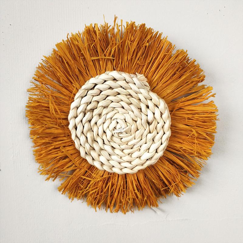 Ручная настенная декорация в стиле бохо, марокканский стиль, плетеное ротанговое подвесное искусство для гостиной, спальни, домашний декор из плетеной натуральной травы