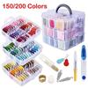 Высокопрочный набор ниток для вышивания, 150/200 цветов, нитки для вышивания крестиком с нитками для ниток и ножницами, наперсток, ящик для инструментов для вышивки крестиком