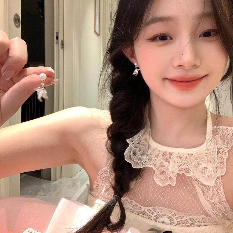 Серьги-пусеты из серебра 925 пробы с цирконом и жемчугом, женские, легкая роскошь, нишевые, высококлассные, в виде бабочек, универсальные, темпераментные